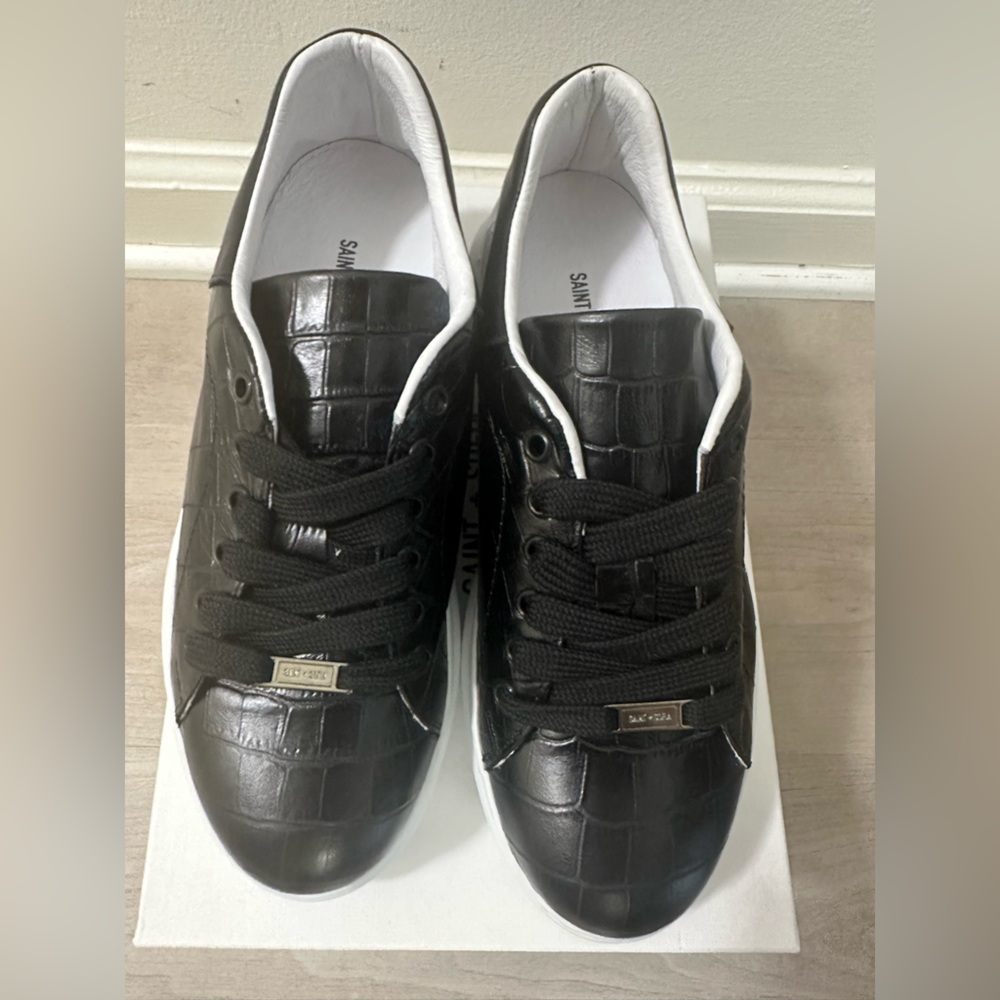 Black Croc-Embossed Women's Sneakers - Designer Style
